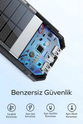 Deji Güneş Enerjili Solar Powerbank 10000mah Led Işıklı Taşınabilir Şarj Cihazı Yeşil - 4