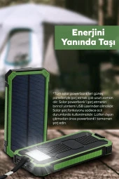 Deji Güneş Enerjili Solar Powerbank 10000mah Led Işıklı Taşınabilir Şarj Cihazı Yeşil - 5