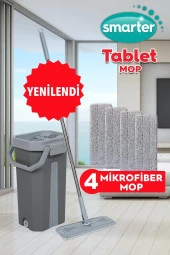 SMARTER GRİ TABLET MOP 4 ADET YEDEKLİ TEMİZLİK SETİ PASPAS - 1