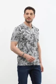 Erkek Polo Yaka Orman Desenli %100 Pamuk Tişört - 7