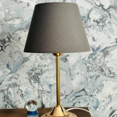 Royal Gold Metal Ayaklı Abajur Antrasit Kumaş Başlık Yatak Odası Abajur Salon Masa Lambası - 1