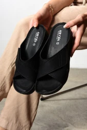 Albishoes Hafif Topuklu 4,5 Cm Cırt Cırtlı Rahat Kullanım Yumuşak Taban Anatomik Günlük Kadın Terlik - 4