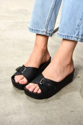 Albishoes Kadın Topuklu 4,5 Cm Cırtlı Yumuşak Rahat Taban Günlük Kullanım Anatomik Kadın Terlik - 1