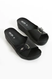 Albishoes Kadın Topuklu 4,5 Cm Cırtlı Yumuşak Rahat Taban Günlük Kullanım Anatomik Kadın Terlik - 5