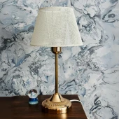 Royal Gold Metal Ayaklı Abajur Krem Hasır Kaplama Başlık Yatak Odası Abajur Salon Masa Lambası thumbnail 1