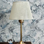 Royal Gold Metal Ayaklı Abajur Krem Hasır Kaplama Başlık Yatak Odası Abajur Salon Masa Lambası thumbnail 2