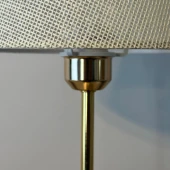 Royal Gold Metal Ayaklı Abajur Krem Hasır Kaplama Başlık Yatak Odası Abajur Salon Masa Lambası thumbnail 3