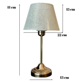 Royal Gold Metal Ayaklı Abajur Krem Hasır Kaplama Başlık Yatak Odası Abajur Salon Masa Lambası thumbnail 7