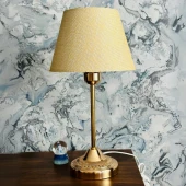 Royal Gold Metal Ayaklı Abajur Kahve Hasır Kaplama Başlık Yatak Odası Abajur Salon Masa Lambası thumbnail 1