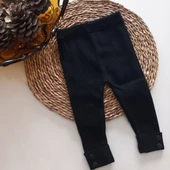 MARS BABY Kız Bebek Triko Düğmeli Tayt Siyah - 1