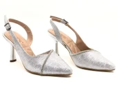 Feles Saten Şerit Taşlı Arkası Açık Stiletto Kadın Topuklu Ayakkabı - 14