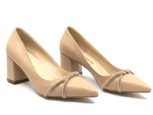 Mehtap Örgü Taş Dekolteli Kalın Topuk Kadın Topuklu Ayakkabı Sitiletto thumbnail 6