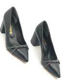 Mehtap Örgü Taş Dekolteli Kalın Topuk Kadın Topuklu Ayakkabı Sitiletto thumbnail 34