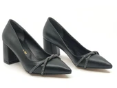 Mehtap Örgü Taş Dekolteli Kalın Topuk Kadın Topuklu Ayakkabı Sitiletto thumbnail 32