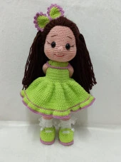 Fosfor Yeşili Fatoş Bebek Amigurumi Organik Oyuncak - 1