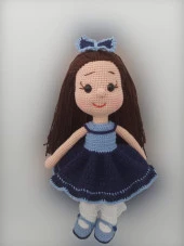 Lacivert Fatoş Bebek Amigurumi Organik Oyuncak - 1
