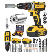 Mager Çelik Madren 5 Pilli Su Terazisi Göstergeli Şarjlı Akülü Vidalama Matkap Ve Gator Grip Soket - 1