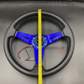 Momo Spor Direksiyon 35cm Mavi Göbek Detaylı- Yarış Spor Direksiyonu - 2