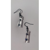 Şeffaf Renkli Siyah Yaprak Süslemeli Siyah Aksesuarlı Çubuk Şekil Sallantılı Epoksi Küpe Hediyelik thumbnail 1