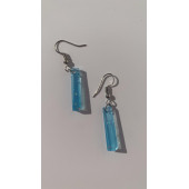 Gök Mavi Renkli Simli Sedefli Parlak Gümüş Aksesuarlı Çubuk Şekil Sallantılı Epoksi Küpe Hediyelik thumbnail 1