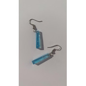 Gök Mavi Renkli Simli Sedefli Parlak Gümüş Aksesuarlı Çubuk Şekil Sallantılı Epoksi Küpe Hediyelik thumbnail 5