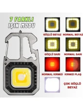 El Feneri Metal Gövdeli Cob LED Çok Fonksiyonlu Kamp ve Karavan Feneri Işıldak Ikaz Lambası - 3