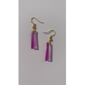 Mor Lila Renkli Sedefli Parlak Gold Aksesuarlı Çubuk Şekil Sallantılı Epoksi Küpe Hediyelik thumbnail 4