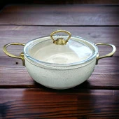 Evita Bio Granit Gold Kulplu Derin Tencere Krem 20 cm - 1