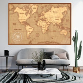 İngilizce Vintage Dünya Haritası Dekoratif Duvar Stickerı 50 X 70 cm - 1
