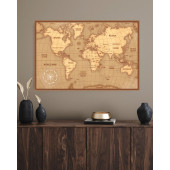 İngilizce Vintage Dünya Haritası Dekoratif Duvar Stickerı 50 X 70 cm - 2
