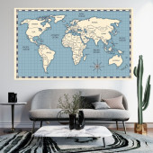 Eğitici Öğretici İngilizce Dünya Haritası Duvar Stickerı 50 X 70 cm - 1