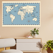 Eğitici Öğretici İngilizce Dünya Haritası Duvar Stickerı 50 X 70 cm - 3