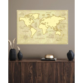 Okyanus Detaylı İngilizce Dünya Haritası Duvar Sticker 50 X 70 cm - 1