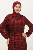 Alisa Farbalı Kuşaklı Viskon Elbise - 9