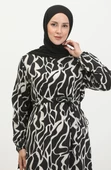 Alisa Farbalı Kuşaklı Viskon Elbise - 8