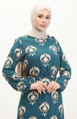 Alisa Farbalı Kuşaklı Viskon Elbise - 4