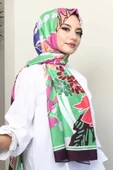 Afvente Çiçek Desen Yeşil Soft Pamuk Şal - 1