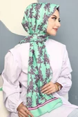 Afvente Çiçek Desen Mint Yeşili Soft Pamuk Şal thumbnail 3
