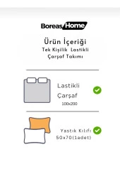 Yumuşak Mürdüm Pamuklu Ranforce Tek Kişilik Lastikli Çarşaf Ve Yastık Kılıfı Seti(100X200) - 2