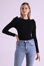 Kaşkorse Kolu Düğme Detaylı Omuzu Balon Body 8641 - 2