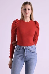 Kaşkorse Kolu Düğme Detaylı Omuzu Balon Body 8641 - 4