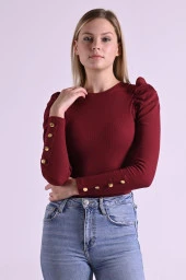 Kaşkorse Kolu Düğme Detaylı Omuzu Balon Body 8641 - 5