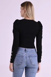 Kaşkorse Kolu Düğme Detaylı Omuzu Balon Body 8641 - 9