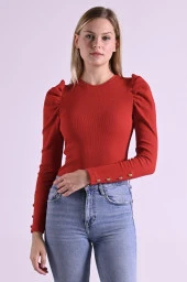 Kaşkorse Kolu Düğme Detaylı Omuzu Balon Body 8641 - 11