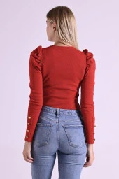 Kaşkorse Kolu Düğme Detaylı Omuzu Balon Body 8641 - 12