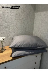 Lüks Gri Pamuklu 2’li Yastık Kılıfı Seti (50X70) - 1
