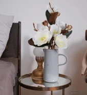 Nettenevime Yapay Çiçek Lüx Manolya Gerçek Islak Dokulu Magnolia Gelin Çiçeği 48cm BEYAZ - 3