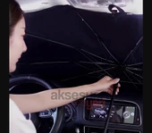Araç Ön Cam Güneşliği Şemsiye Güneşlik Işın Koruyucu 130x75cm - 2