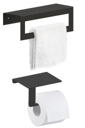 Metal Arkası Askılı Havluluk (30CM) Ve Wc Kağıtlık Modern Tasarım 2 Li Set - 2