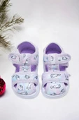 Lila Baskılı Kız Çocuk Sandalet - 1